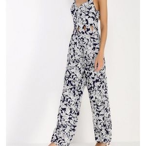 Topshop Floral Pant Jumpsuit US SZ 8 with Cutouts